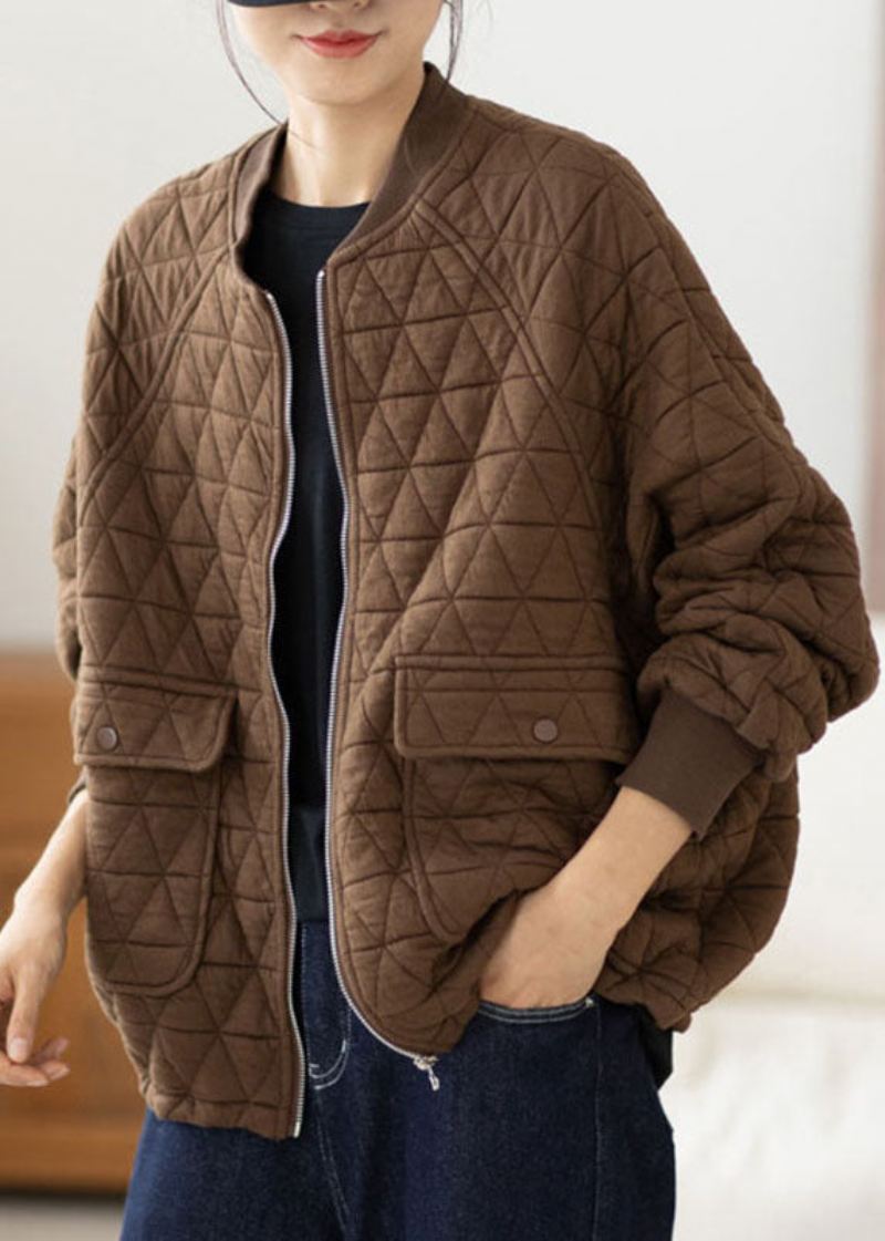 Kort Kaffelommer Patchwork Varme Frakker Høst - Kaffe