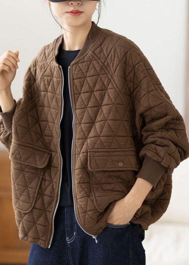 Kort Kaffelommer Patchwork Varme Frakker Høst - Kaffe