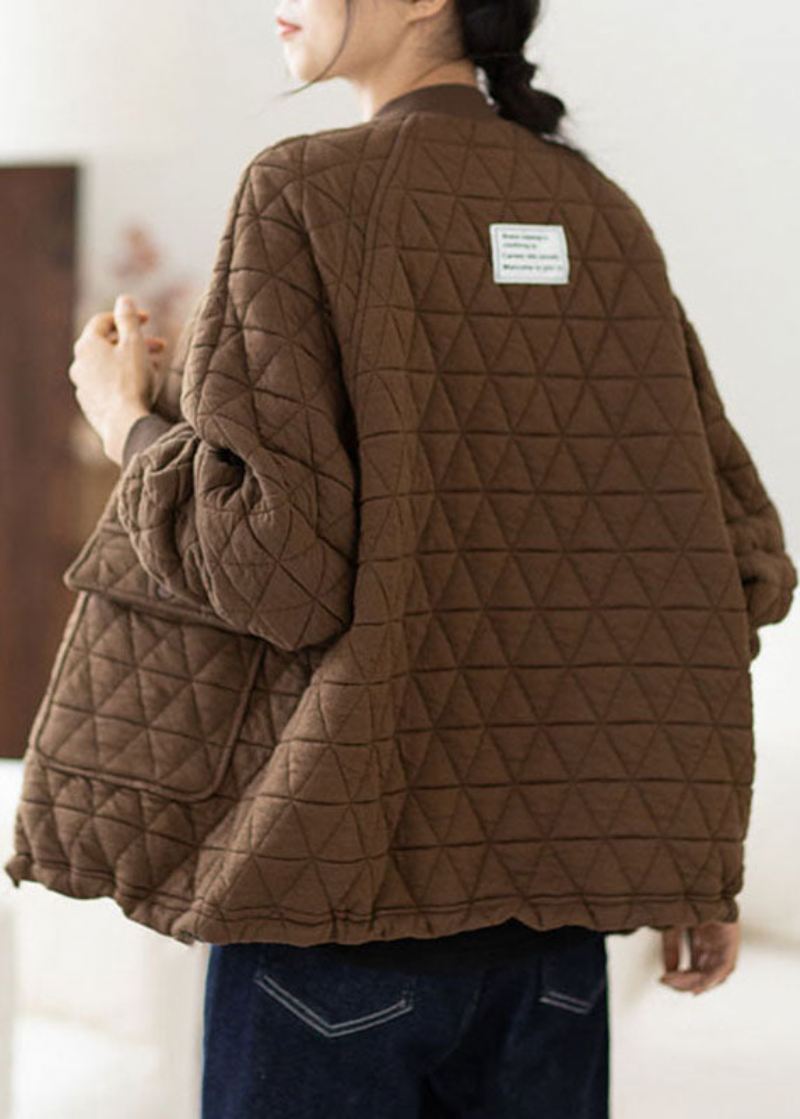 Kort Kaffelommer Patchwork Varme Frakker Høst - Kaffe