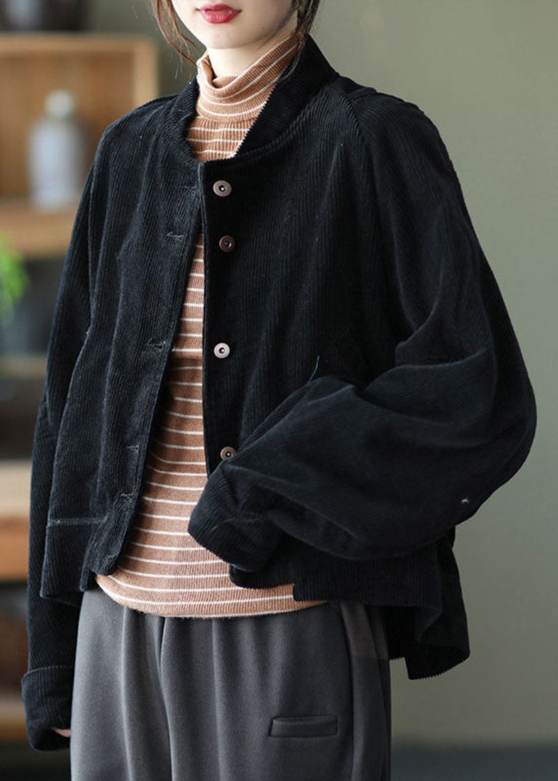 Kvinner Carmel Lommer Button Asymmetrisk Design Fall Corduroy Coat - Karamell