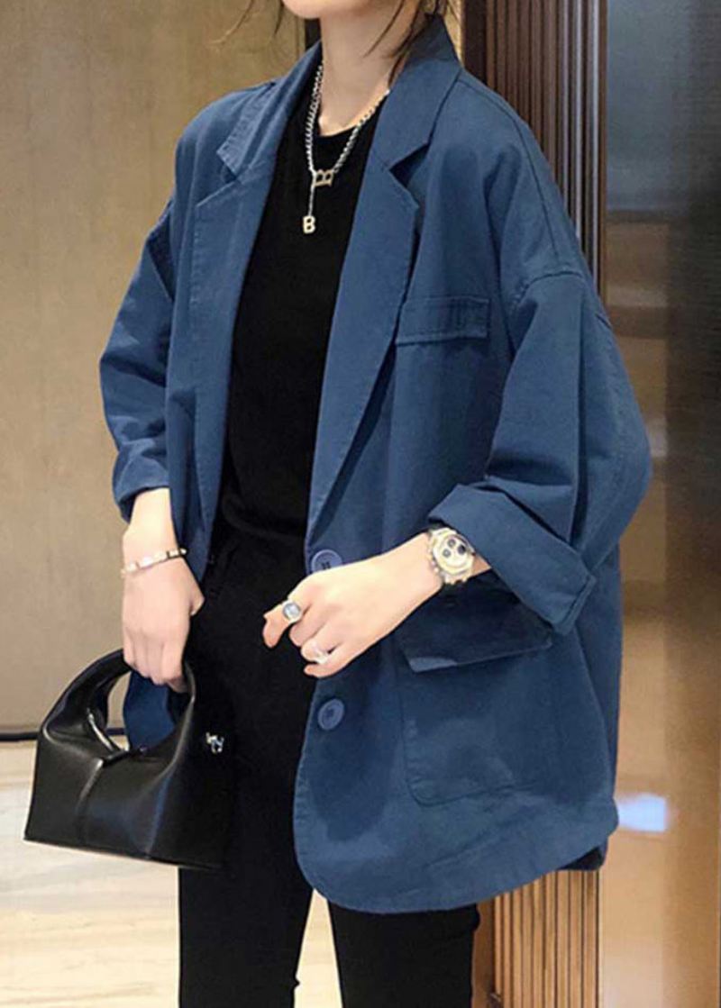 Plus Size Khaki Hakk Lommer Patchwork Bomull Coats Høst - Vinterfrakker for kvinner