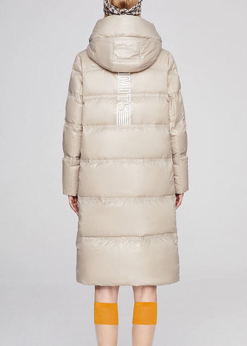 Vakker Beige Stativ Krage Grafisk Uformelt Vinter Andedunsjakke - Beige